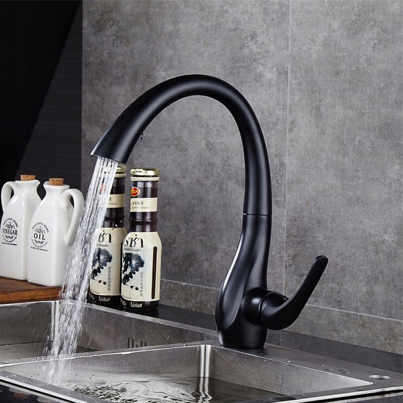 OUBAO Pull Down Kitchen Sink Faucet Goose Neck With cUPC,NSF,Low Lead