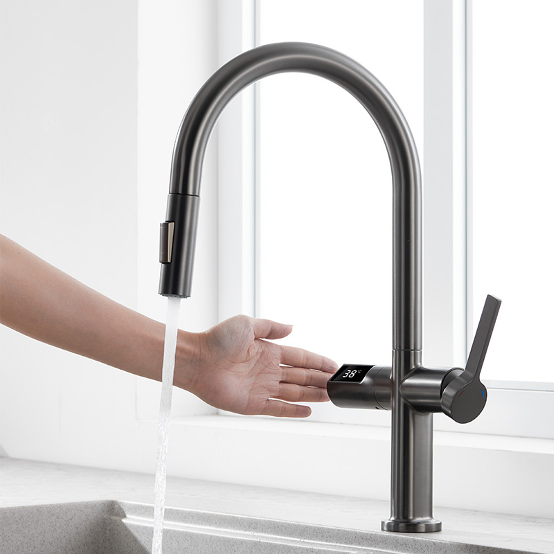 OUBAO kitchen faucet tap touchless motion Sensor with LCD temperature display