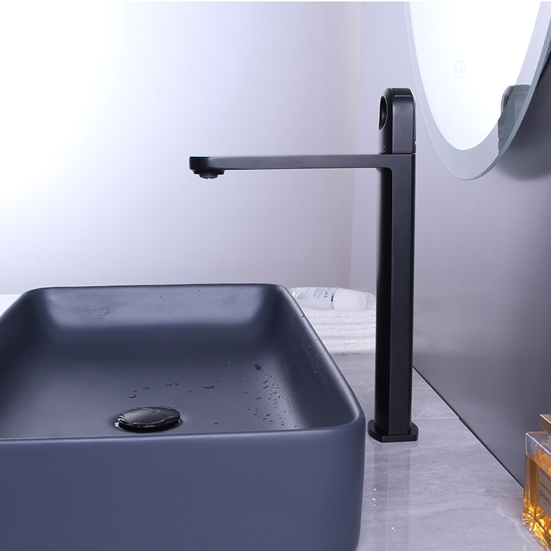 OUBAO Tall basin tap faucet for vessel sink, unique design