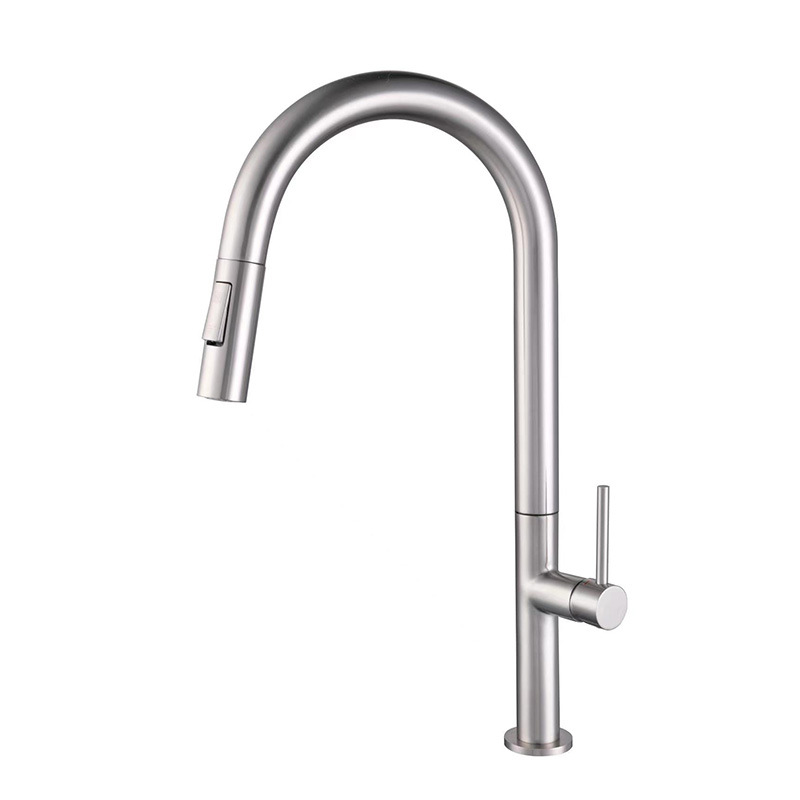 OUBAO Single hole pull out kitchen faucet, brushed nickel