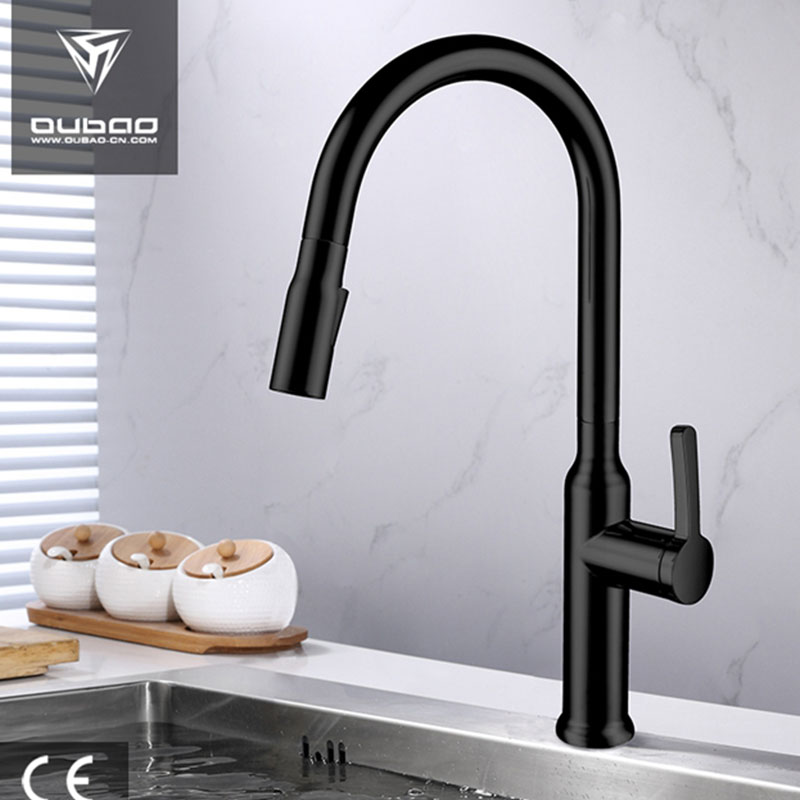 OUBAO Chrome Pull Down Kitchen facuet with sprayer
