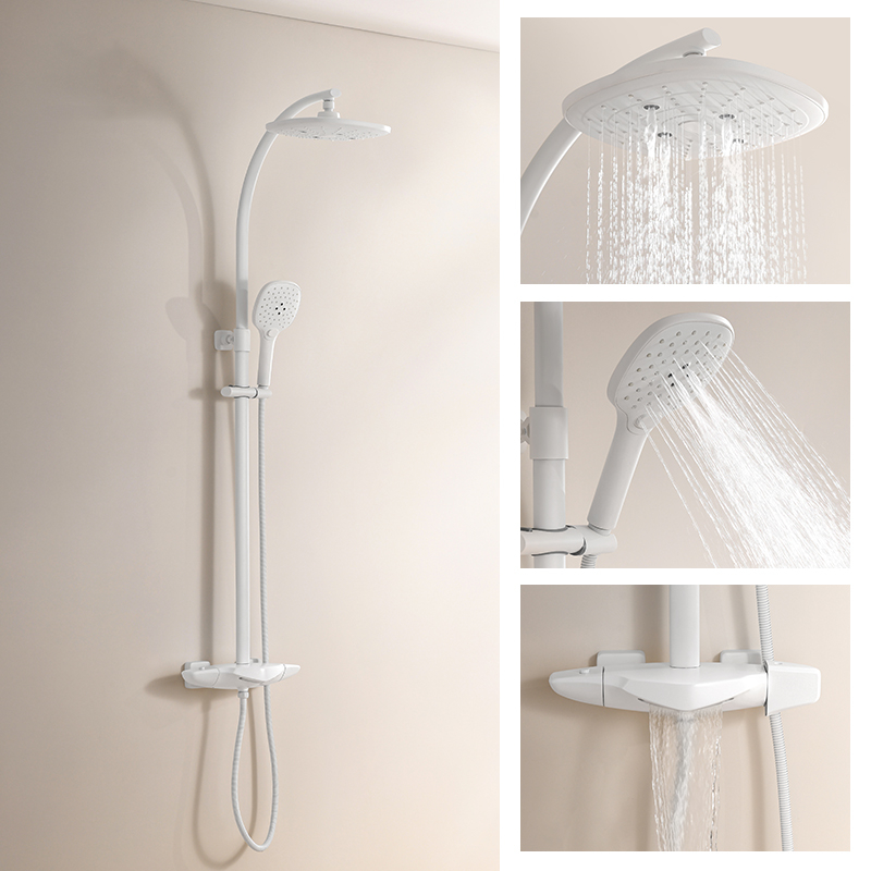 Shower Set Bathroom Wall Mounted Shower Curtain Sets with Functional Rain Shower Head