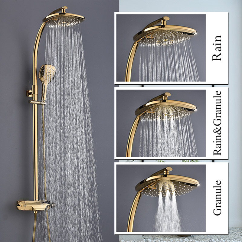 Thermostatic Shower Set Exposed Shower Head with Rainfall Shower Head