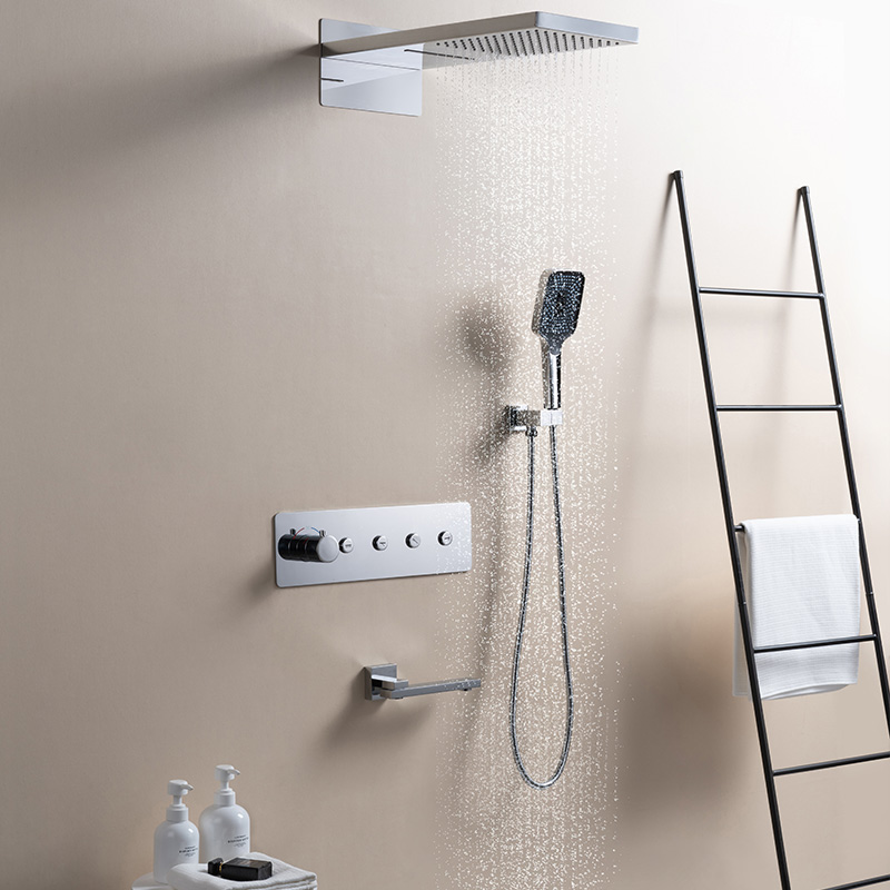 OEM Thermostatic Enclosure Shower Set with Tub Filler & Wall Mounted Shower Head Round/Square