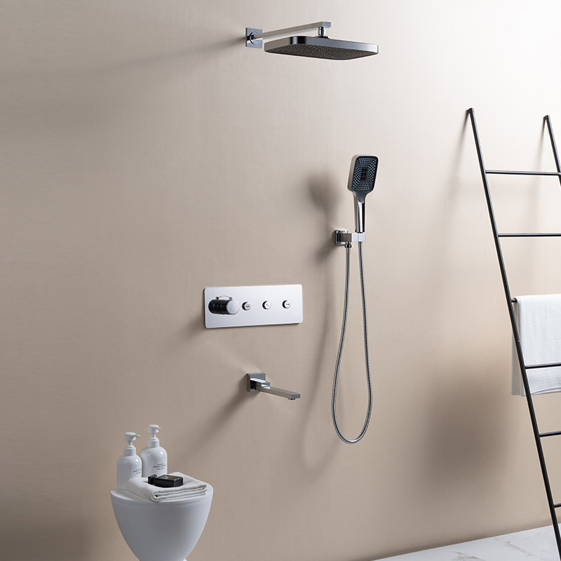 OUBAO Modern Shower Faucet Bulk Order Chrome Rain Bathroom Shower Faucet Set
